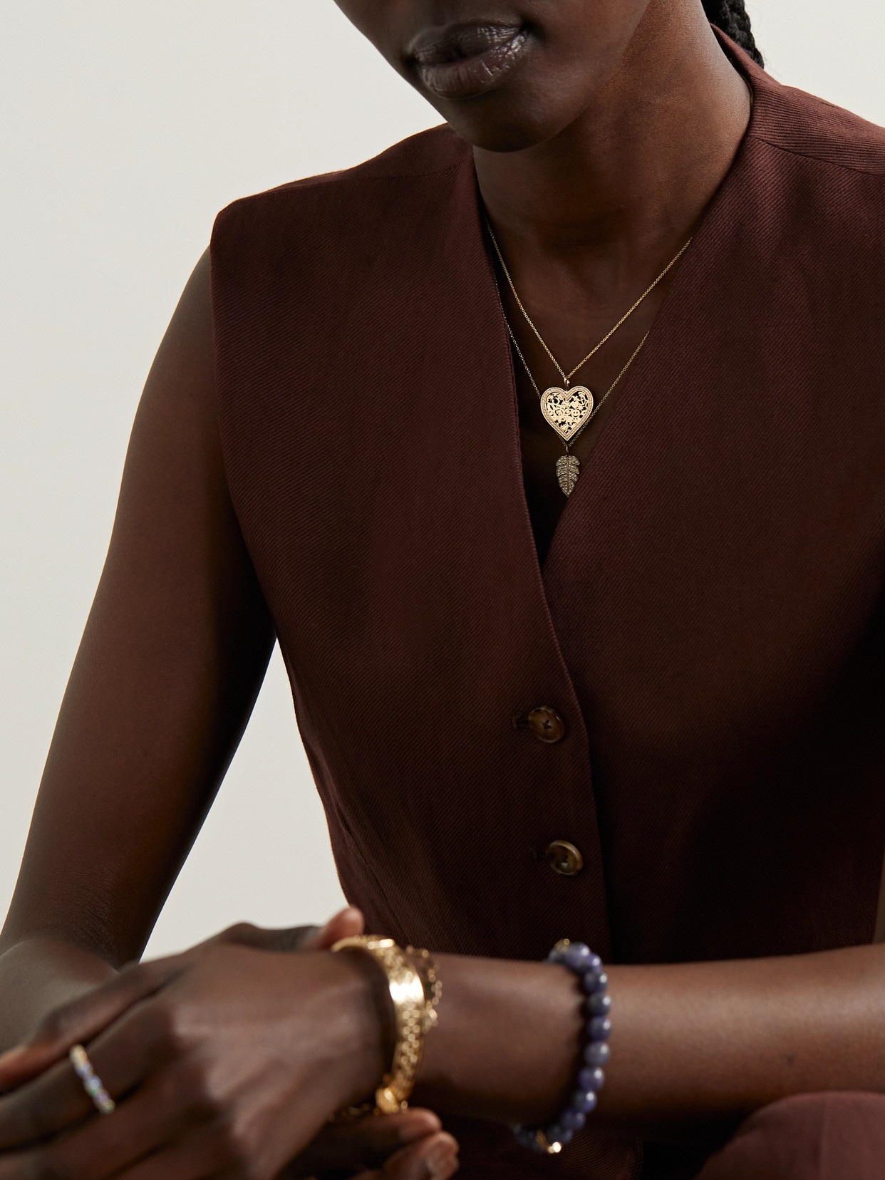 SYDNEY EVAN ICON WALLPAPER HEART 14-KARAT GOLD DIAMOND NECKLACE