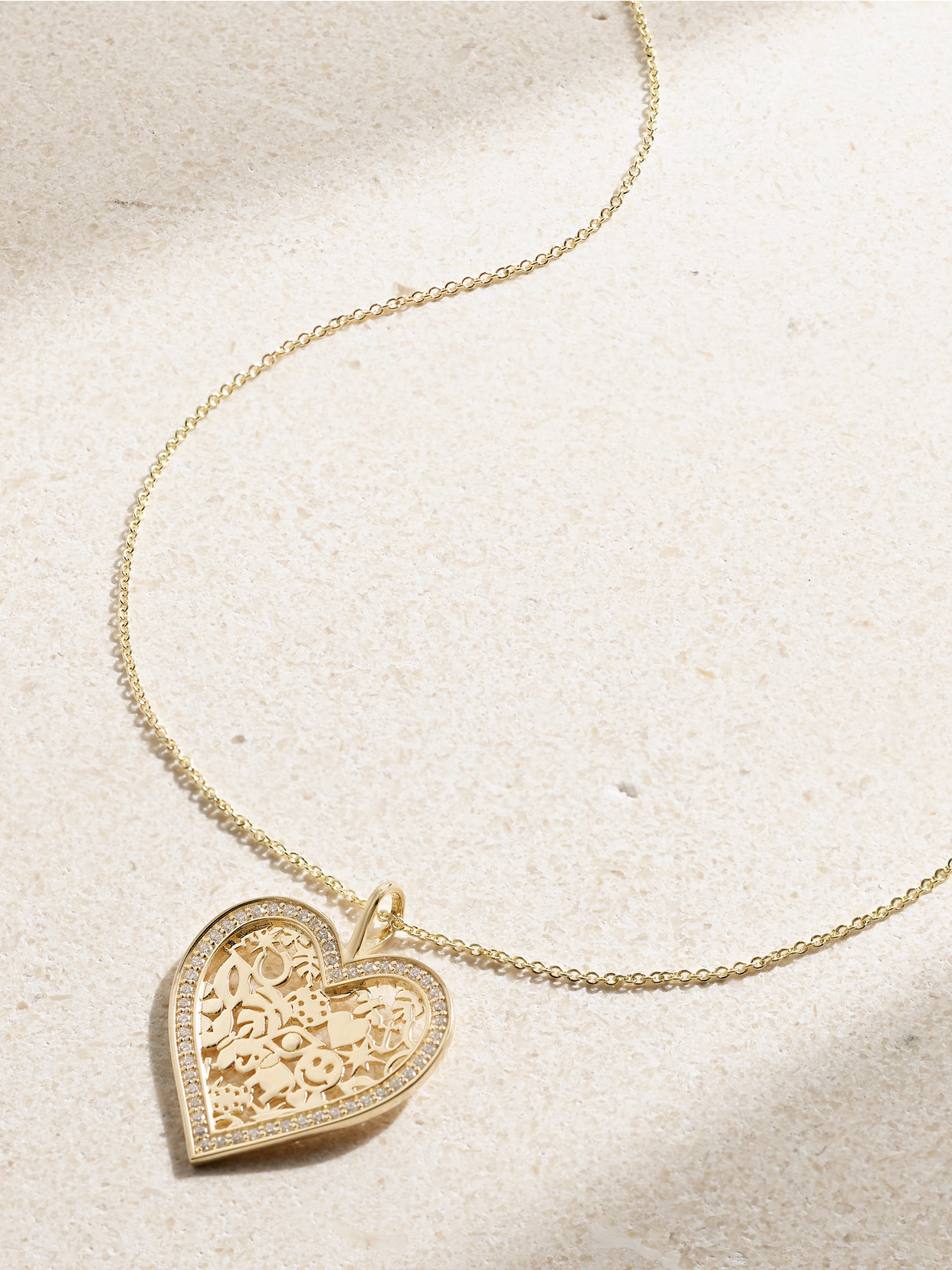 Sydney Evan Icon Wallpaper Heart 14-karat Gold Diamond Necklace