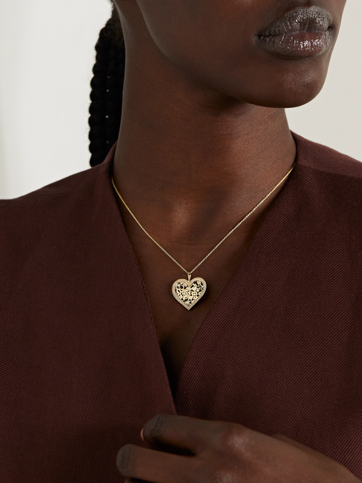 SYDNEY EVAN ICON WALLPAPER HEART 14-KARAT GOLD DIAMOND NECKLACE