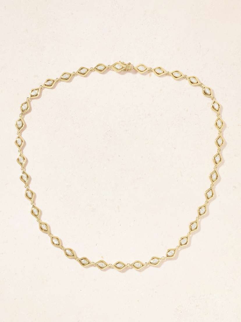 Sydney Evan Evil Eye Eternity 14-karat Gold Diamond Necklace