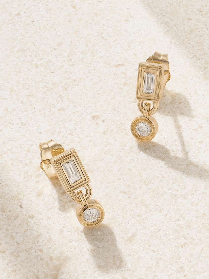 Sydney Evan 14-karat Gold Diamond Earrings