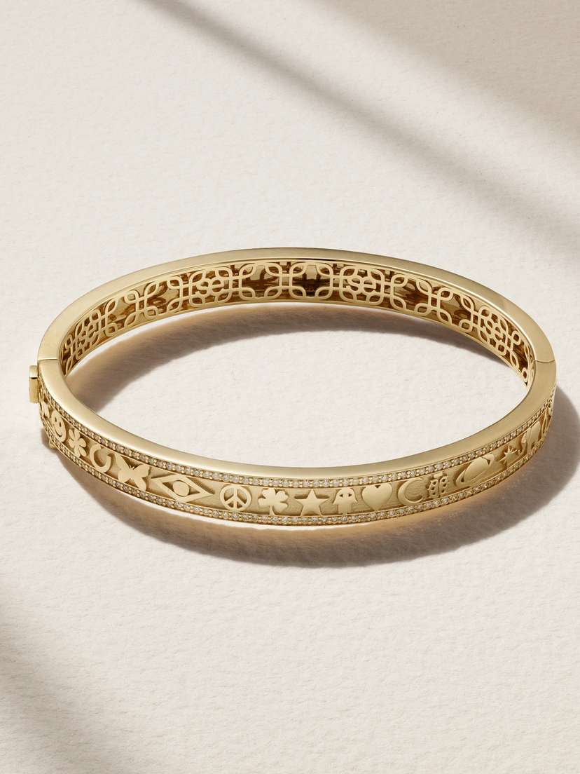 Sydney Evan Icon 14-karat Gold Diamond Bangle