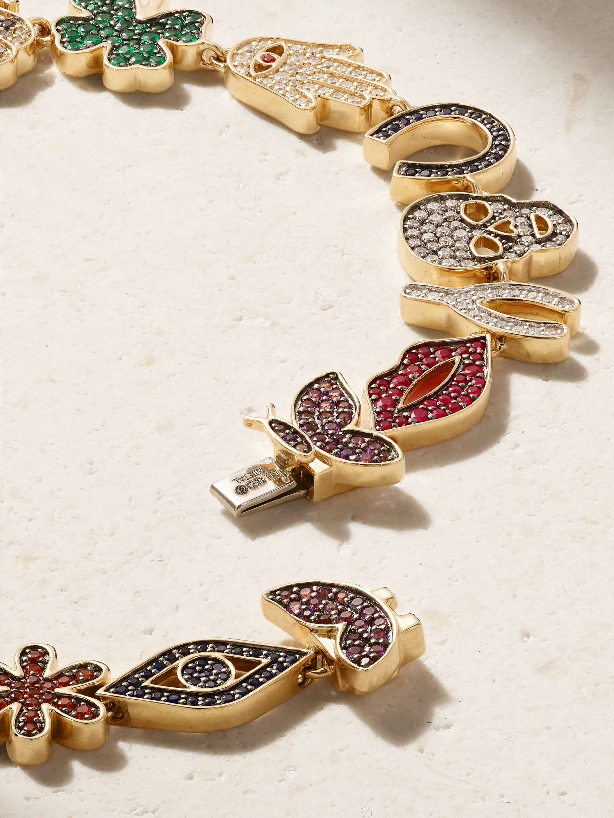 SYDNEY EVAN Kette aus 14 Karat Gold mit Diamanten und Saphiren