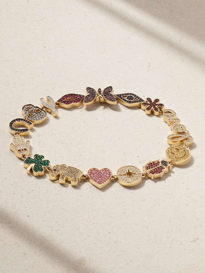Sydney Evan 15th Anniversary 14-karat Gold Multi-stone Bracelet