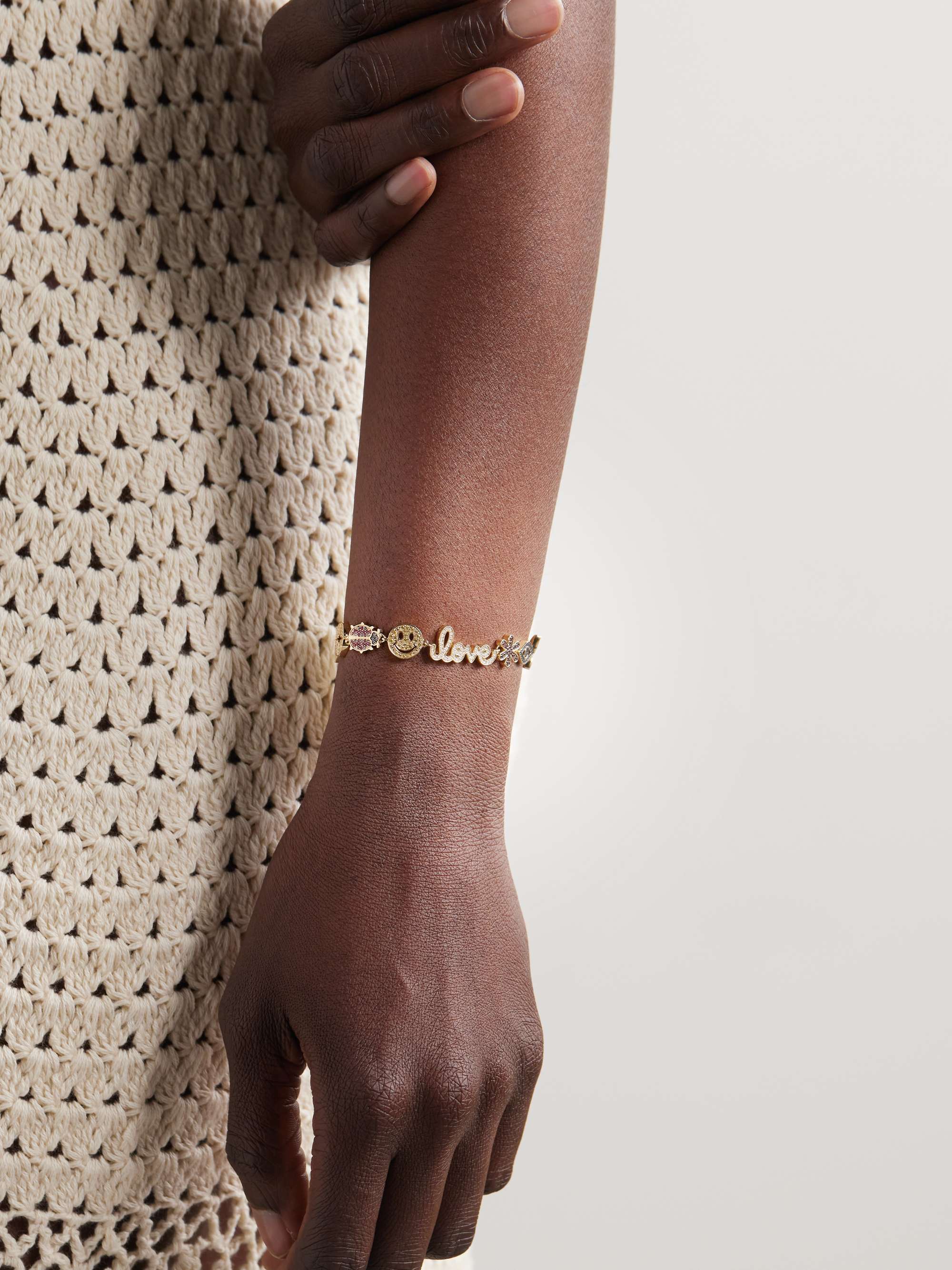 SYDNEY EVAN Kette aus 14 Karat Gold mit Diamanten und Saphiren