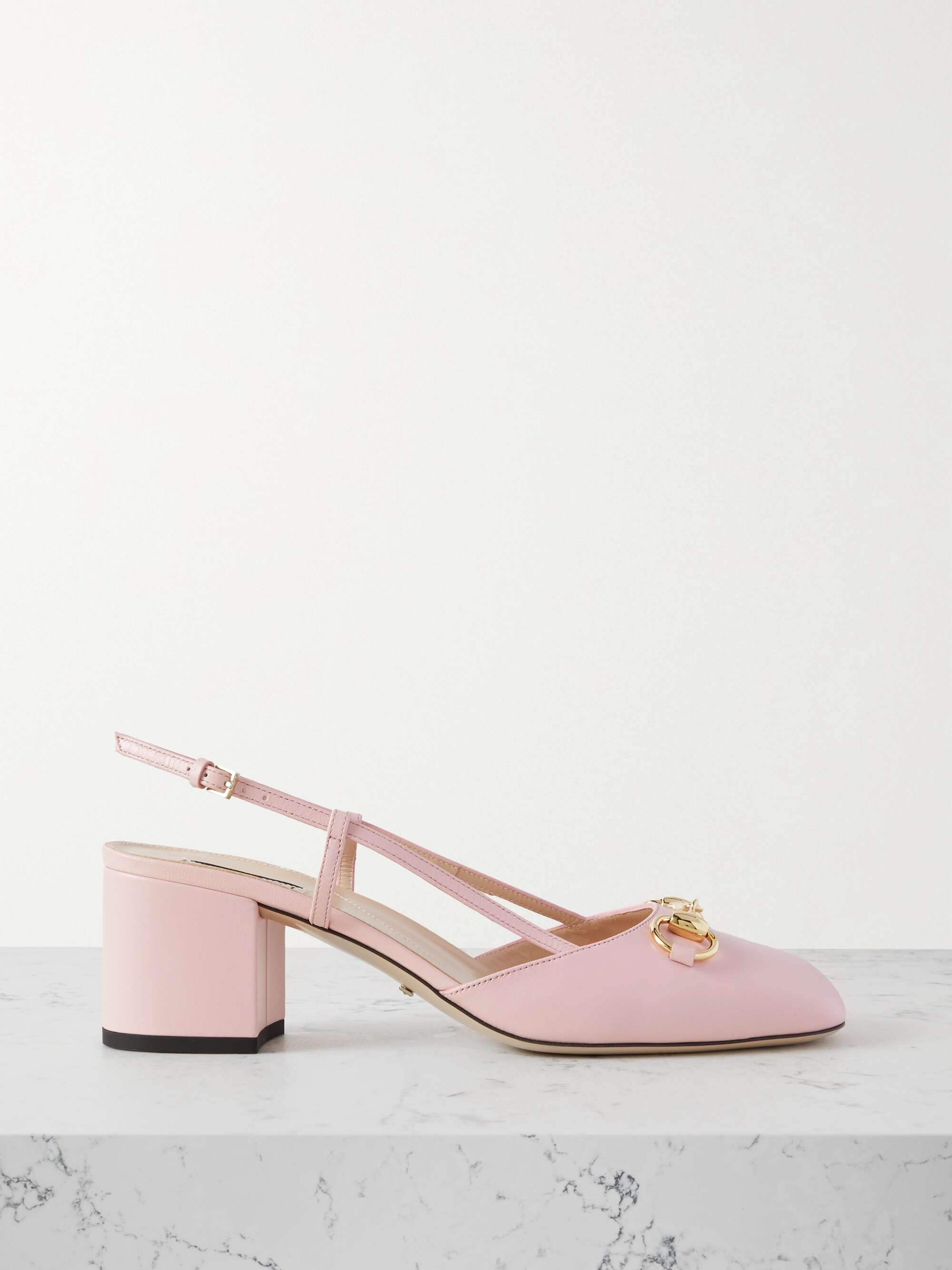 GUCCI Lady horsebit-detailed leather slingback pumps | NET-A