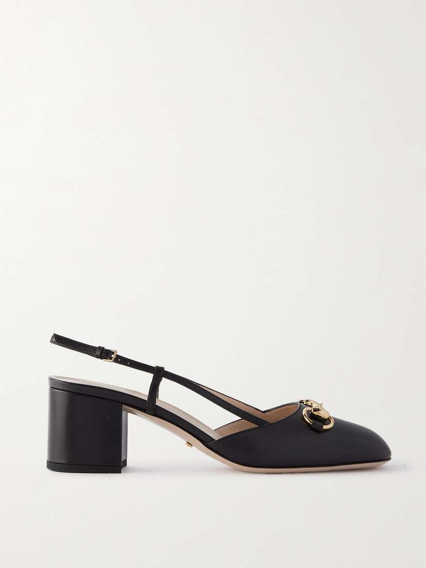 Gucci Lady Horsebit-detailed Leather Slingback Pumps