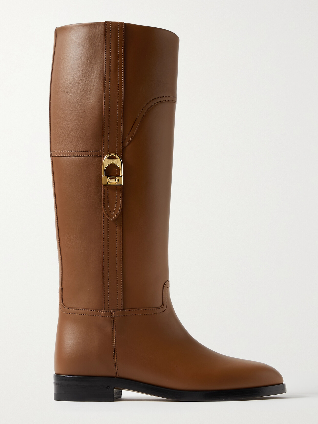 Gucci Anna Buckled Leather Knee Boots