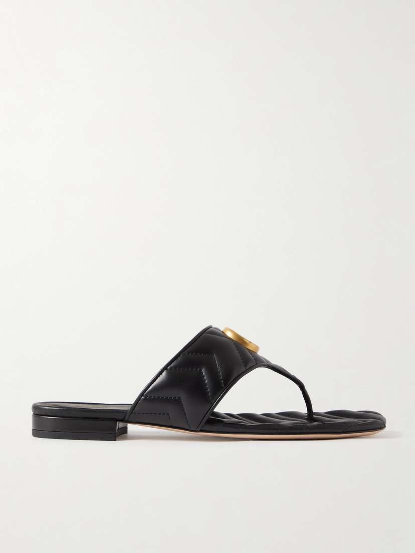 Gucci Marmont Logo-embellished Matelassé Leather Sandals