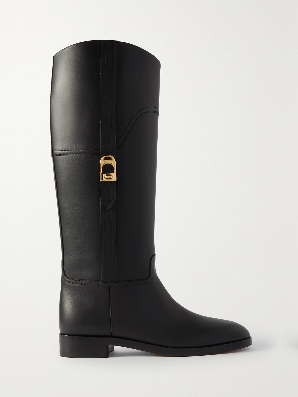 Gucci Anna Buckled Leather Knee Boots