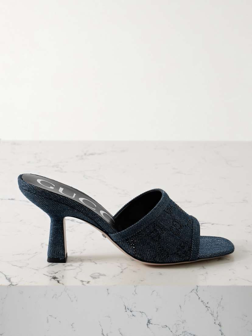 Gucci Demi Crystal-embellished Denim Mules