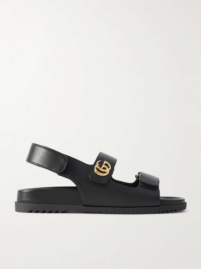 Gucci Moritz Logo-embellished Leather Slingback Sandals