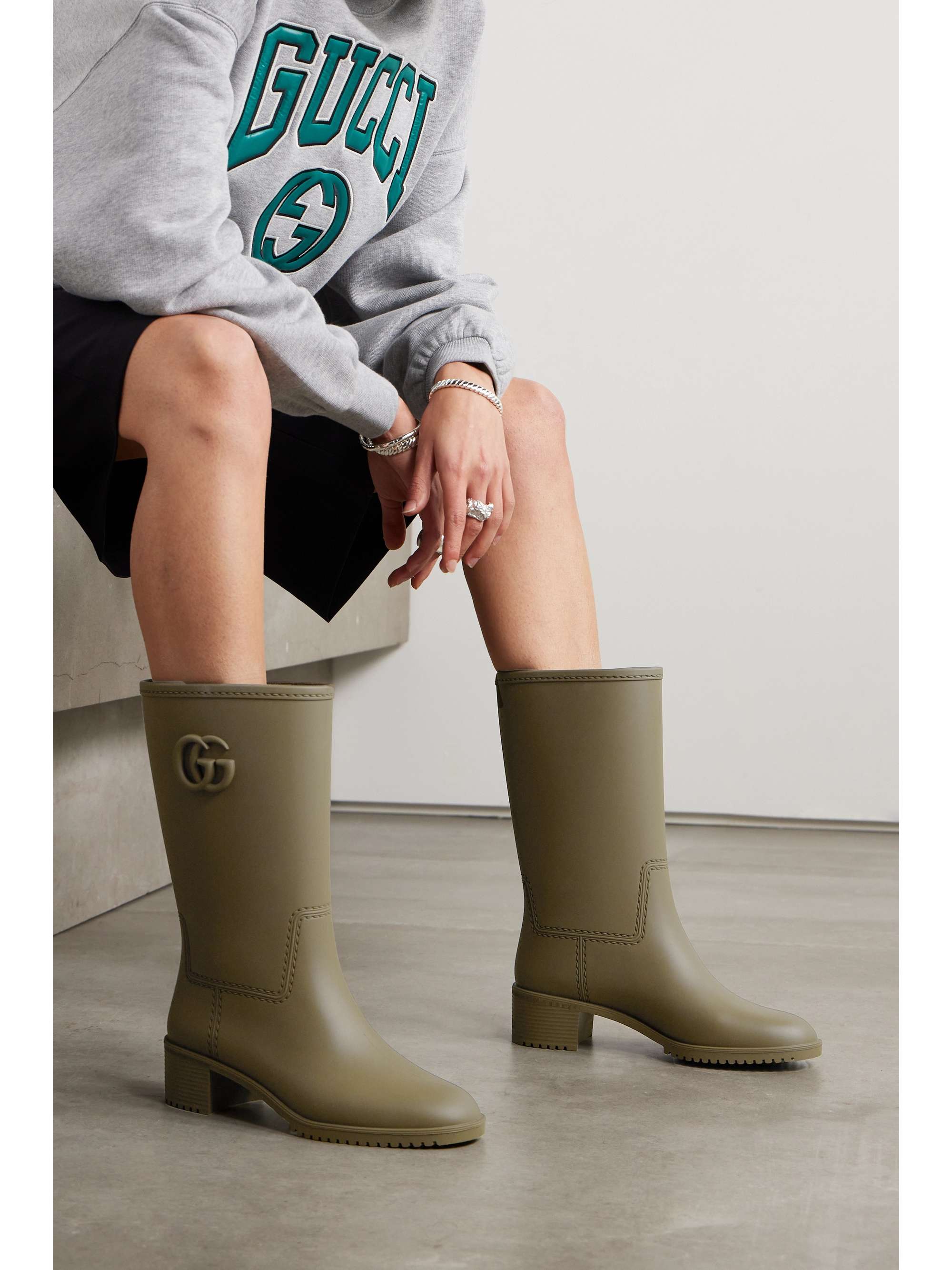 GUCCI Stanley embellished rubber rain boots