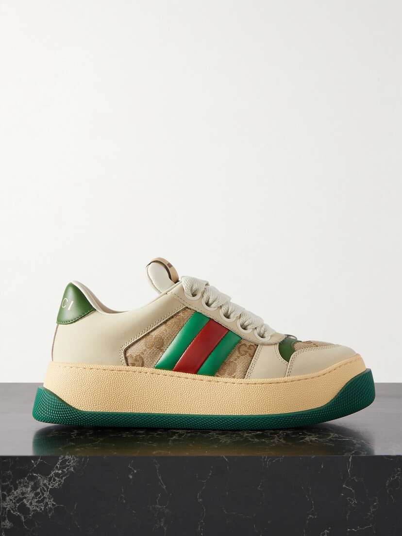 Gucci Double Screener Coated Cotton-canvas And Leather Sneakers