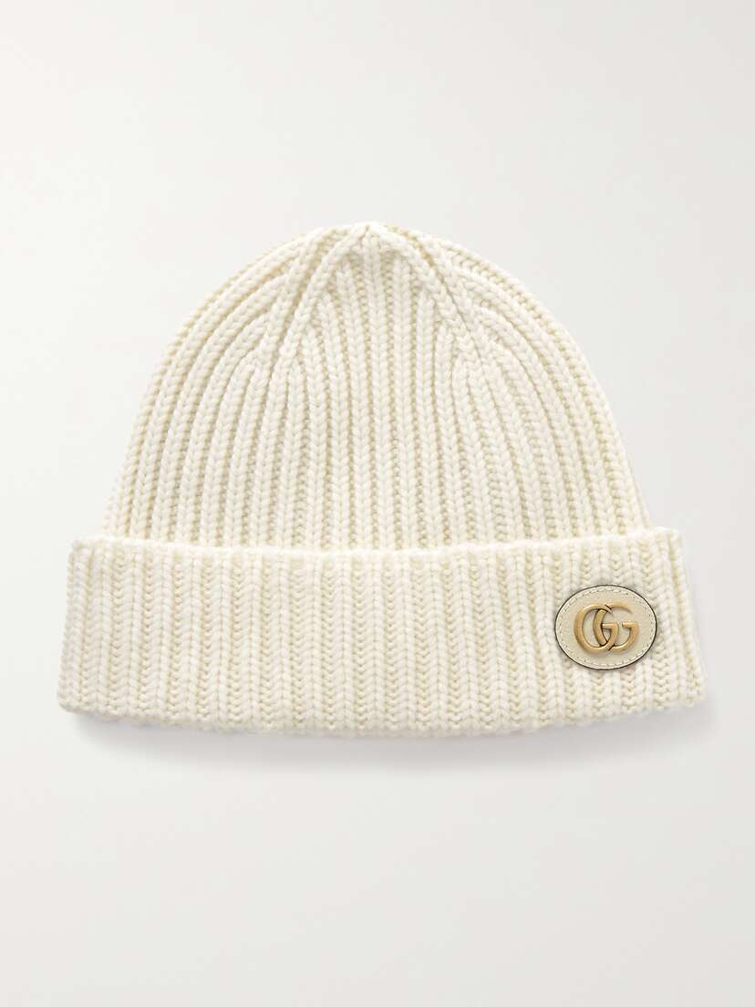 Gucci Victor Appliquéd Ribbed Wool And Cashmere-blend Beanie