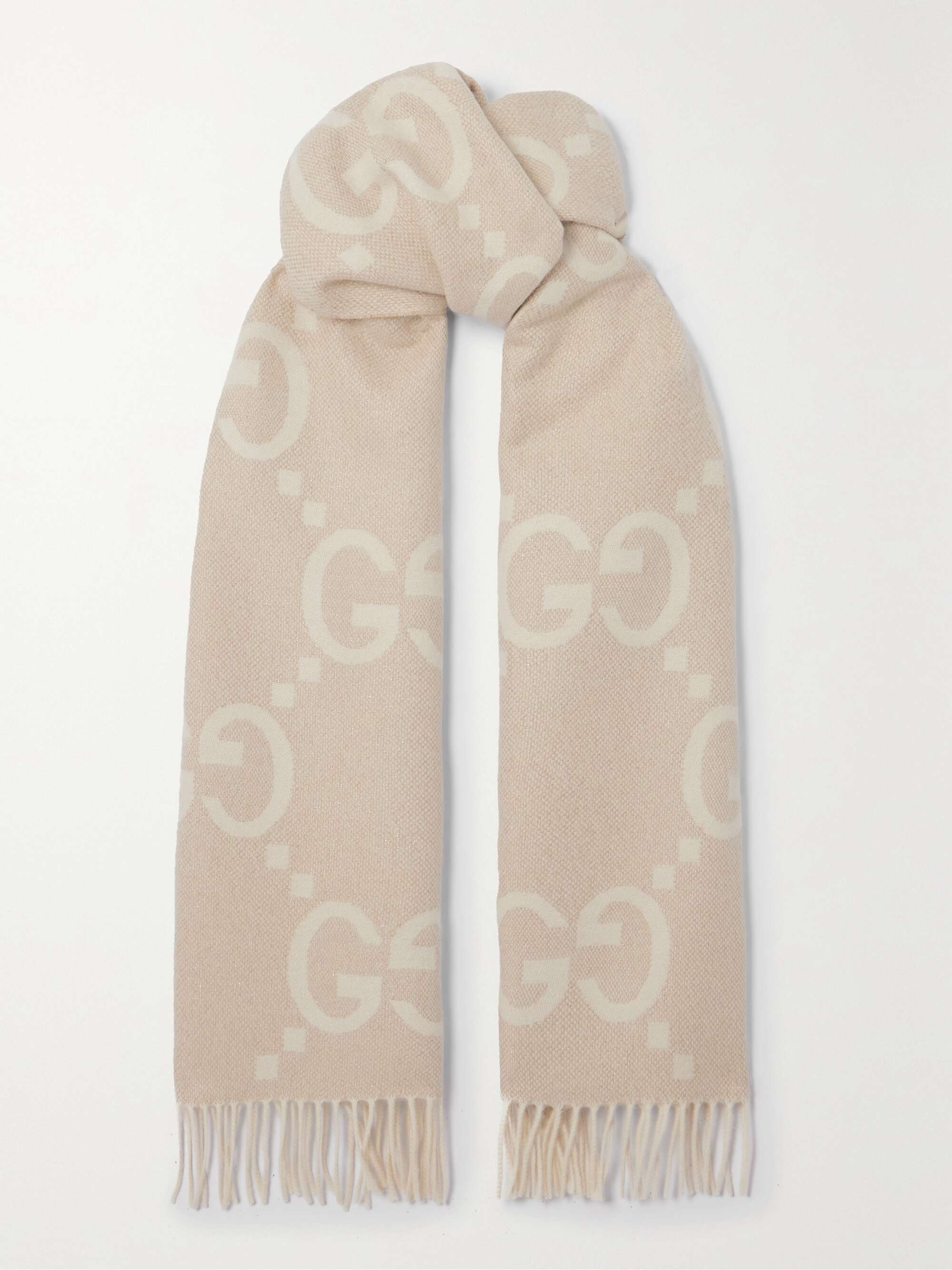 GUCCI Brown Wool Silk Shawl Scarf