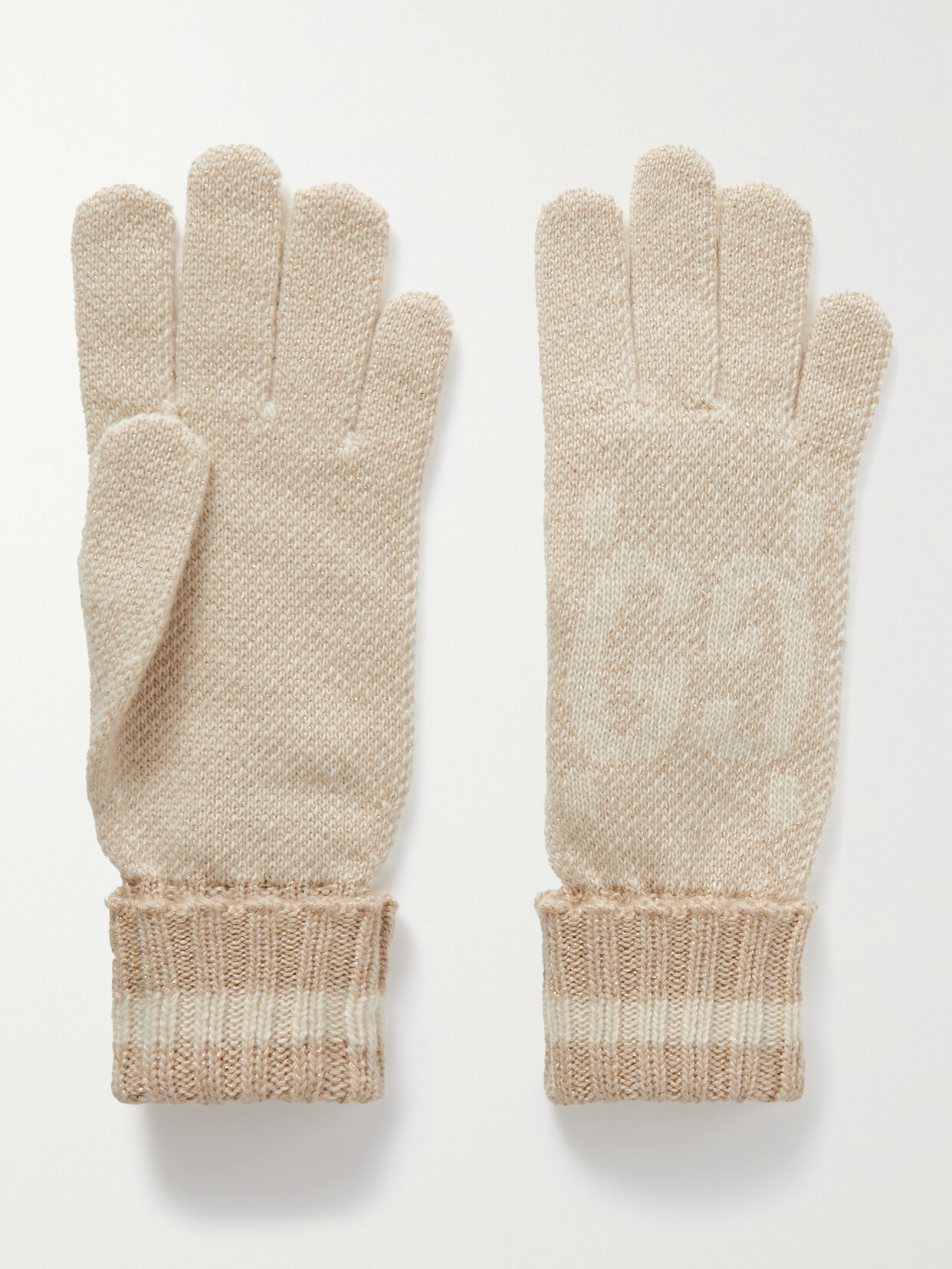 Gucci Metallic Cashmere-blend Jacquard Gloves In Neutral