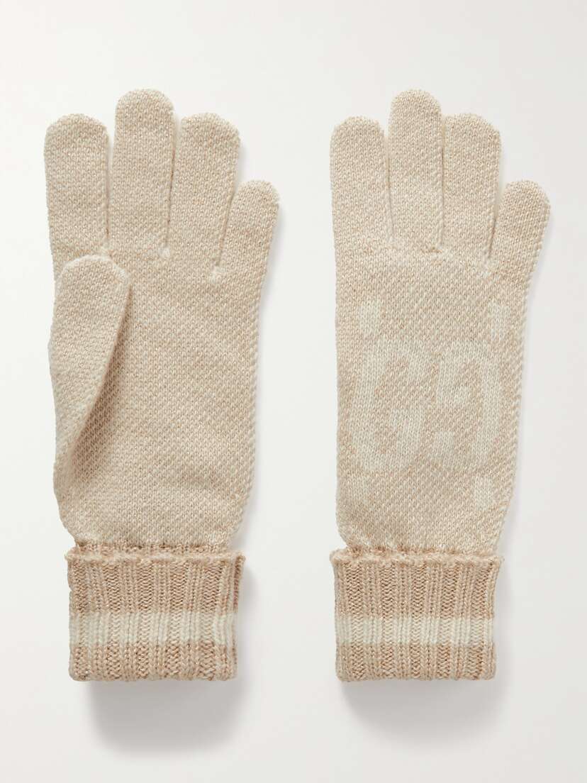 Gucci Metallic Cashmere-blend Jacquard Gloves