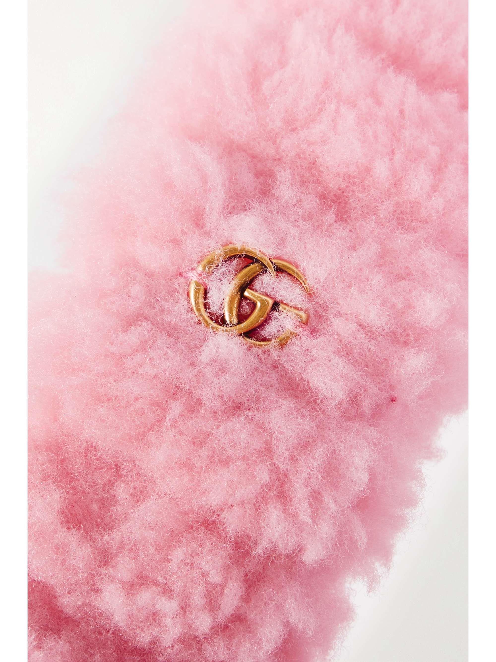 GUCCI Lorella embellished shearling earmuffs NETAPORTER