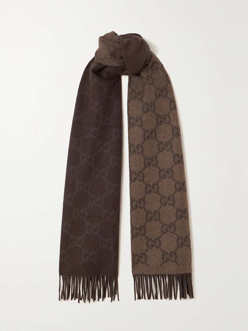 Gucci Fringed Jacquard-knit Cashmere Scarf