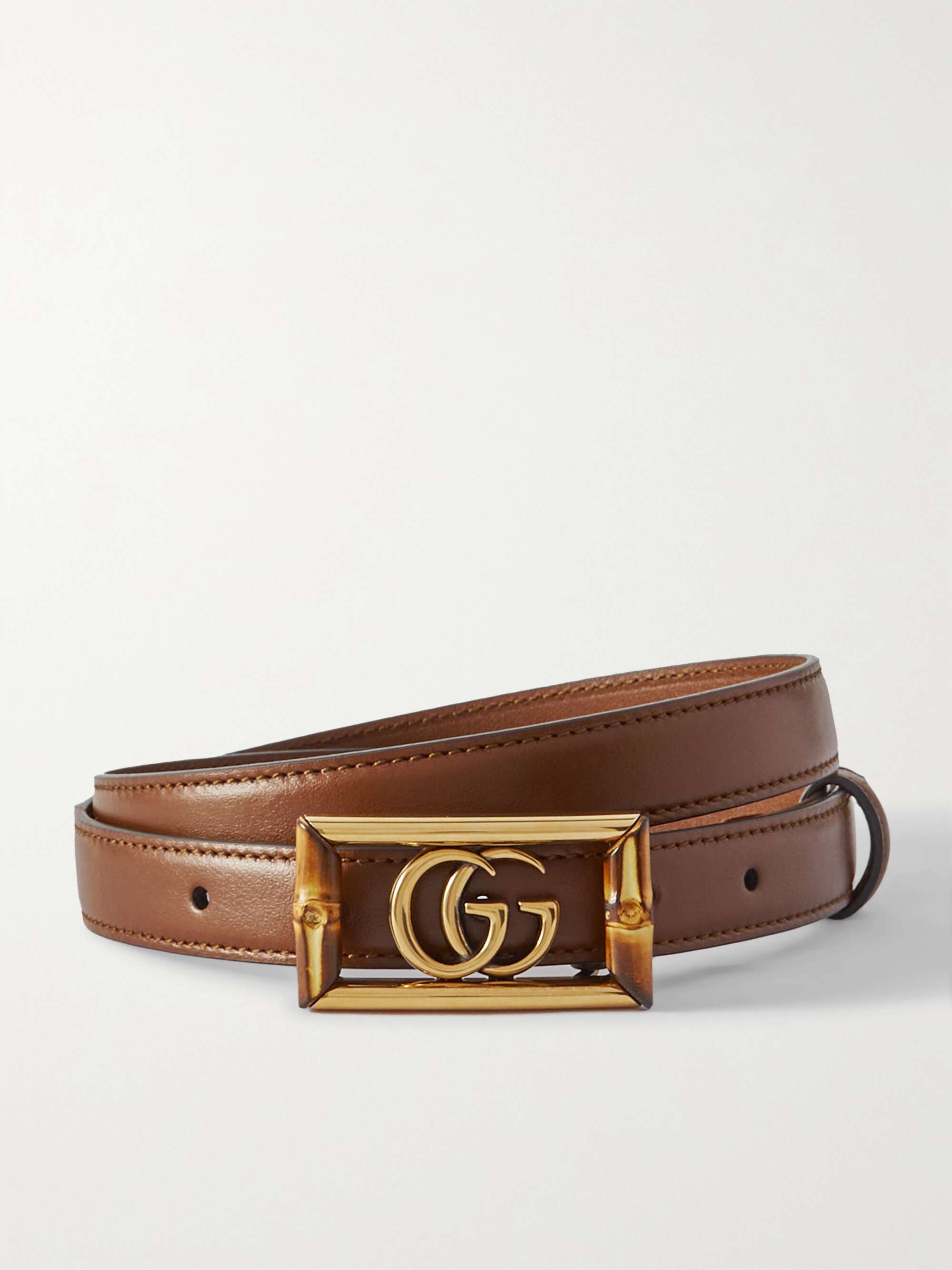 GUCCI GG Marmont bamboo-embellished leather belt | NET-A-PORTER