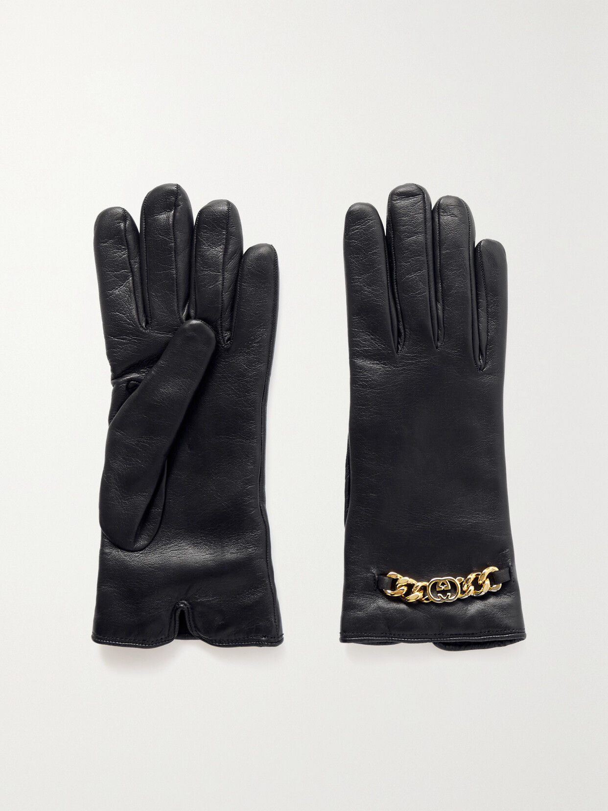 Gucci Embellished Leather Gloves