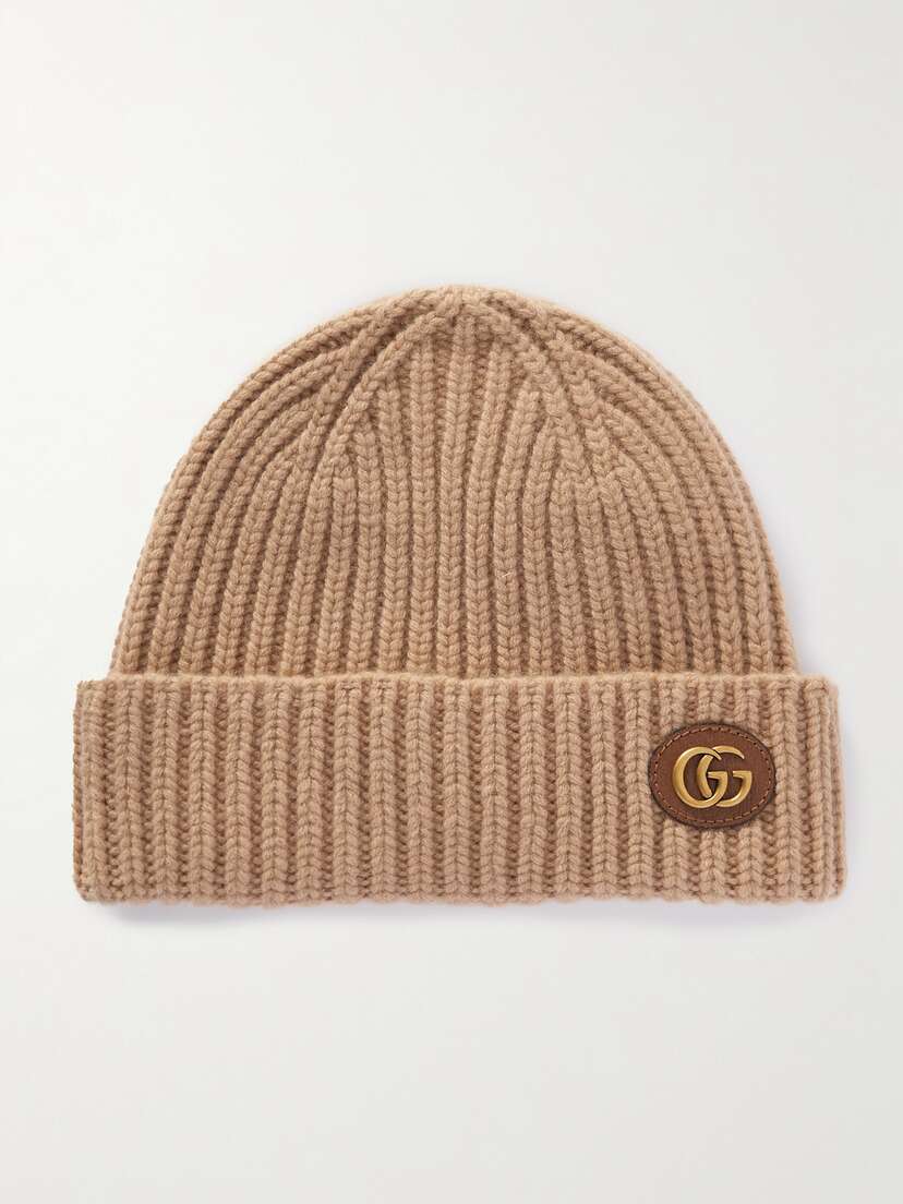 Gucci Victor Appliquéd Ribbed Wool And Cashmere-blend Beanie