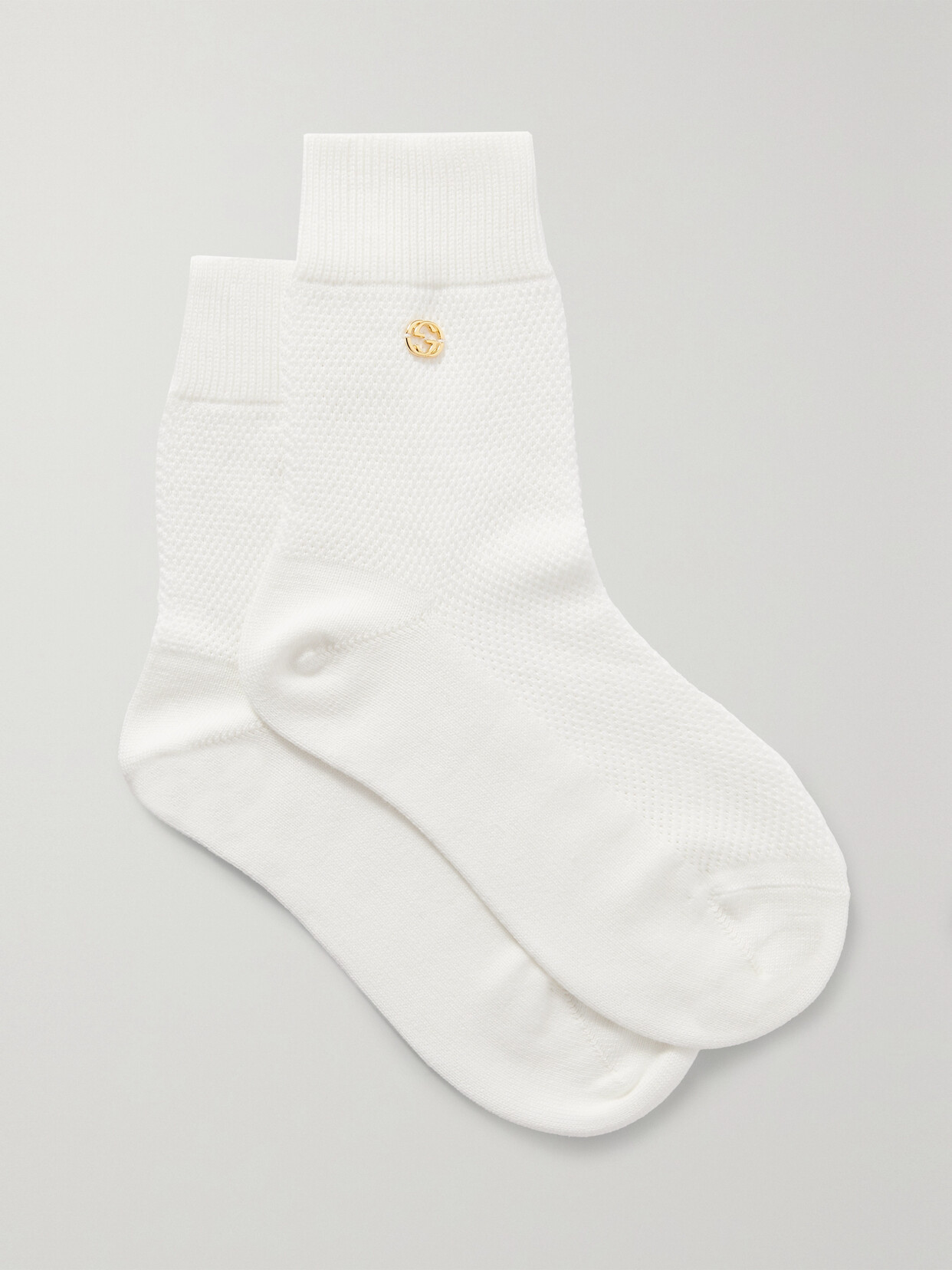 Gucci Embellished Cotton-blend Socks In Brown