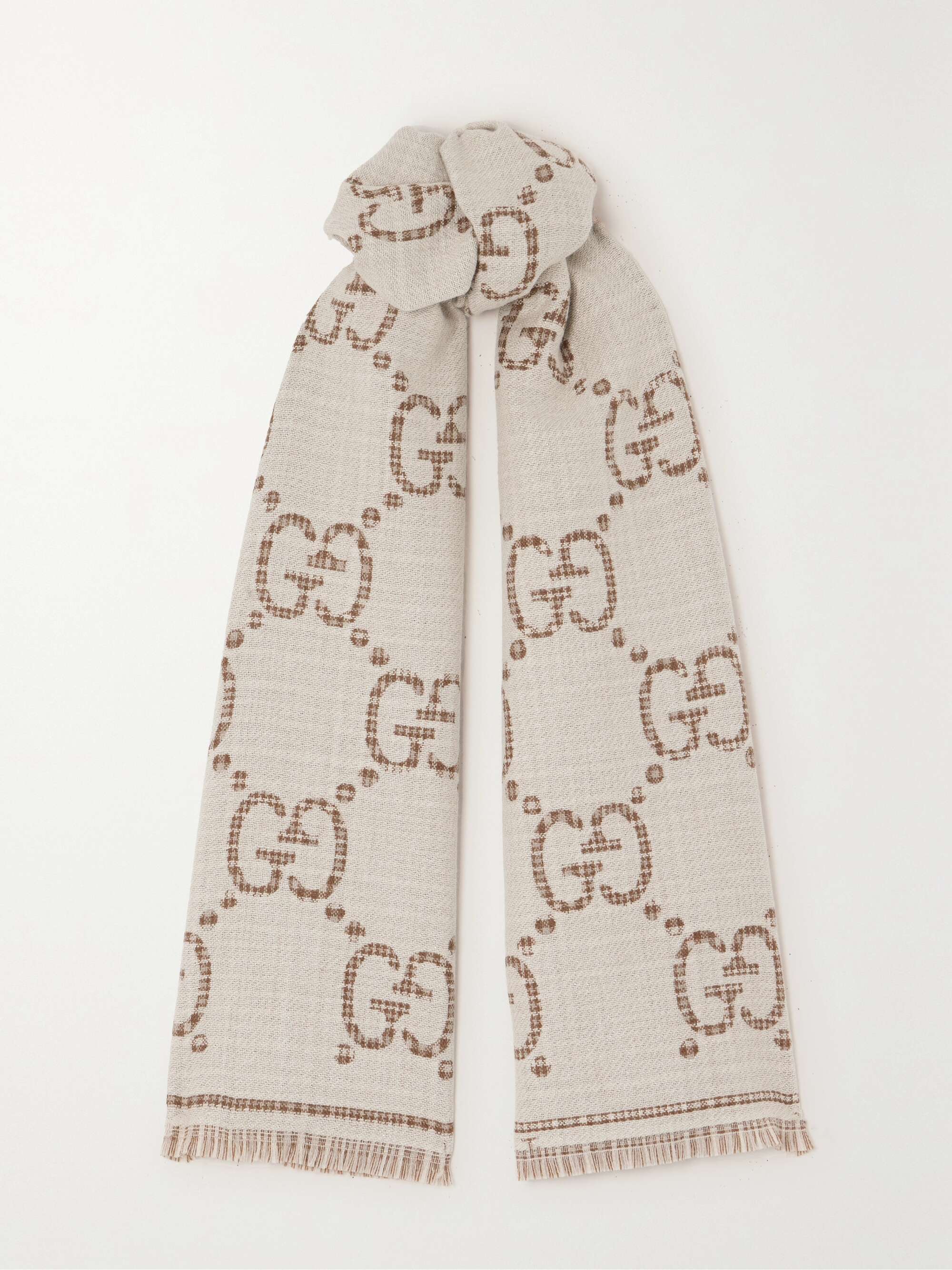 GG Wool Jacquard Scarf in Brown - Gucci