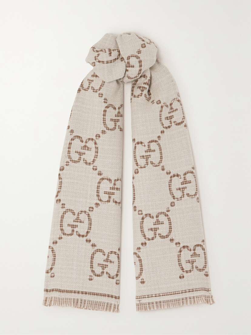 Gucci Metallic Wool-blend Jacquard Scarf