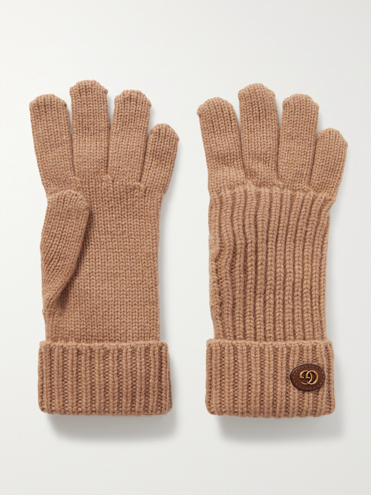 Gucci Embellished Leather-trimmed Wool And Cashmere-blend Gloves In White