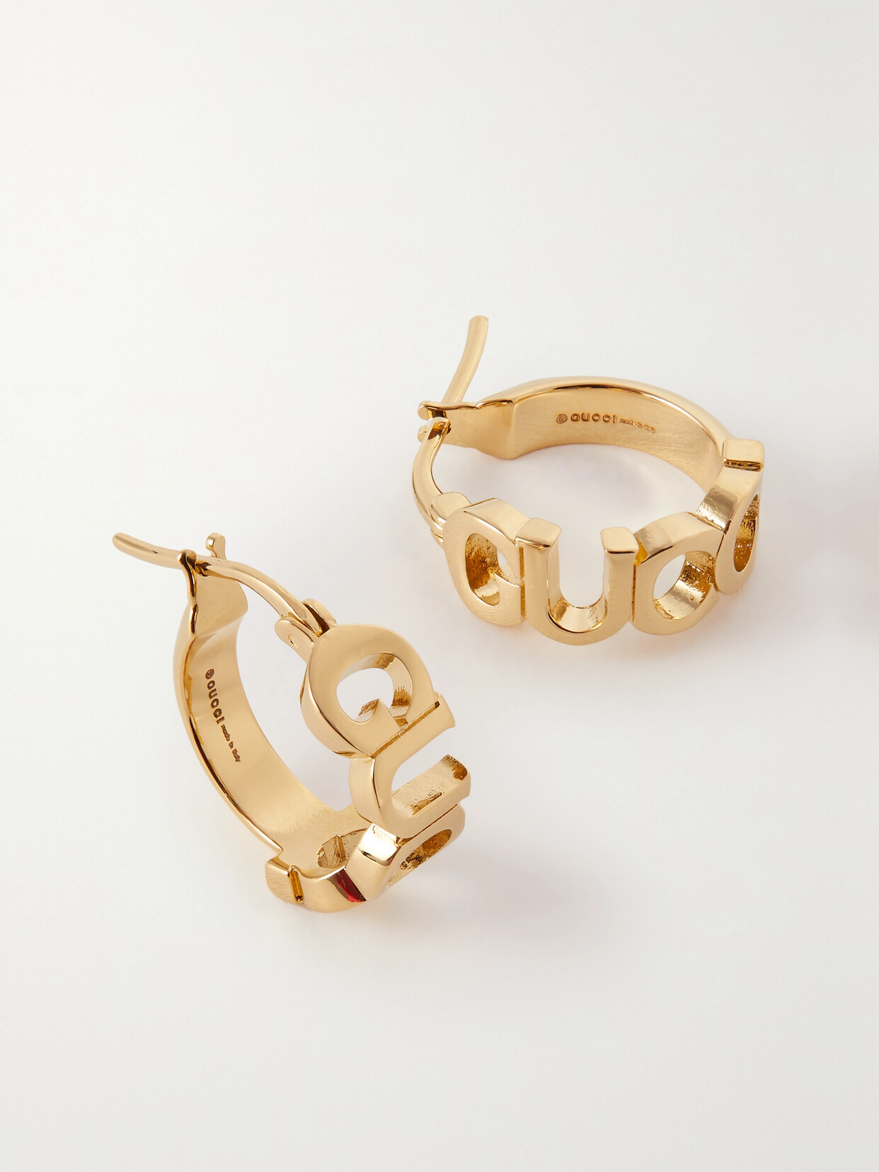 Gucci Gold-tone Hoop Earrings In Burgundy