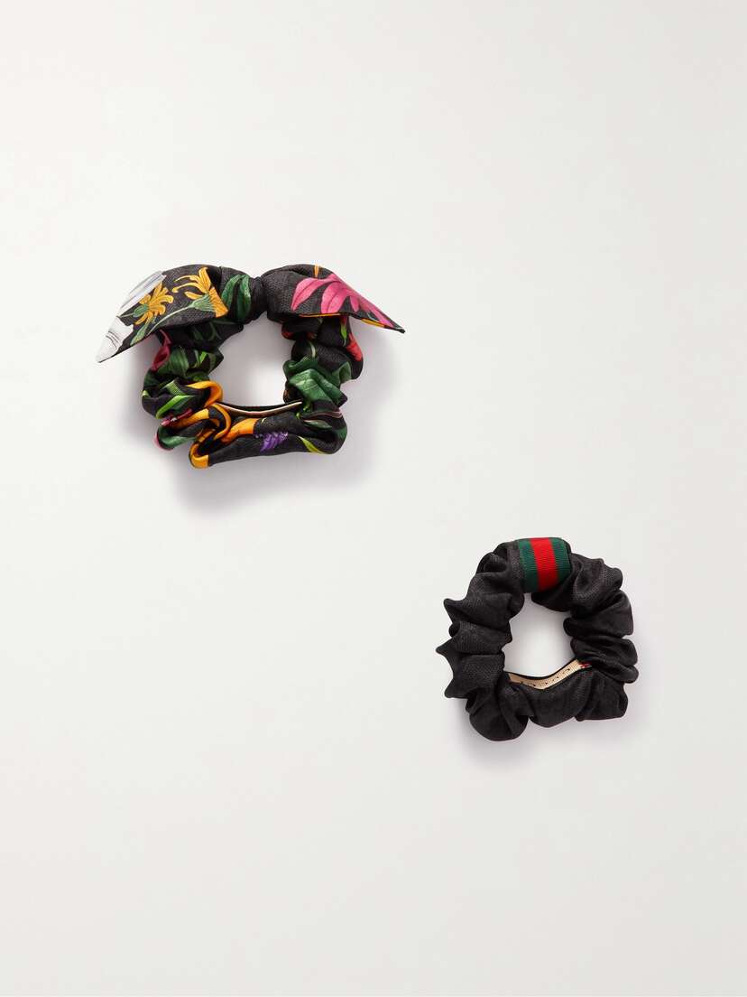 Gucci Set Of Two Printed Silk-twill Hair Ties