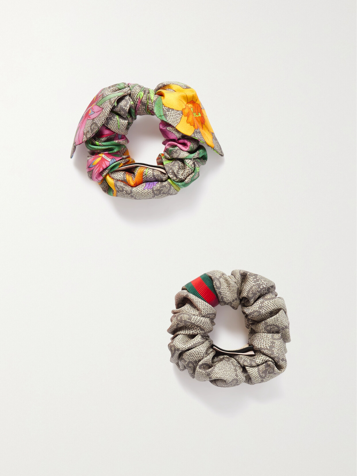Gucci Set Of Two Printed Silk-twill Hair Ties