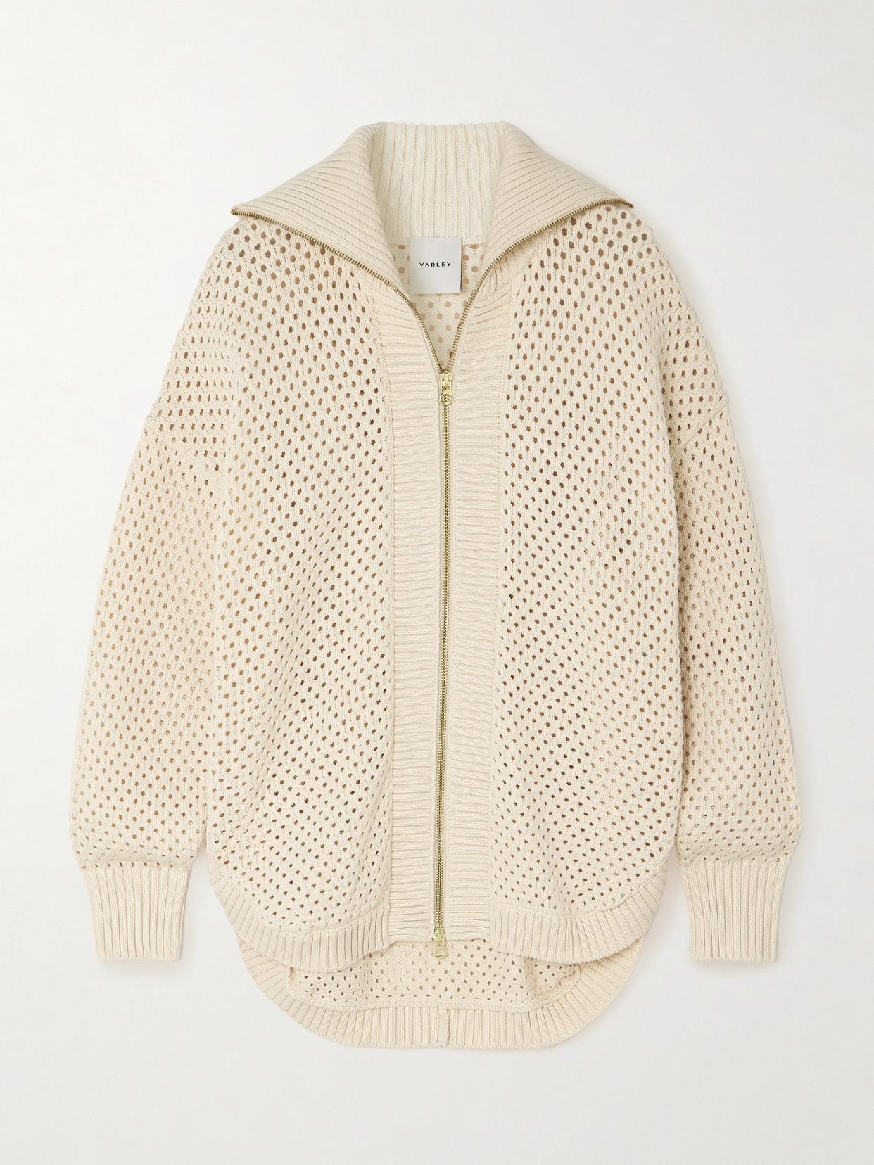 Varley Finn Longline Knit Jacket In Off-white