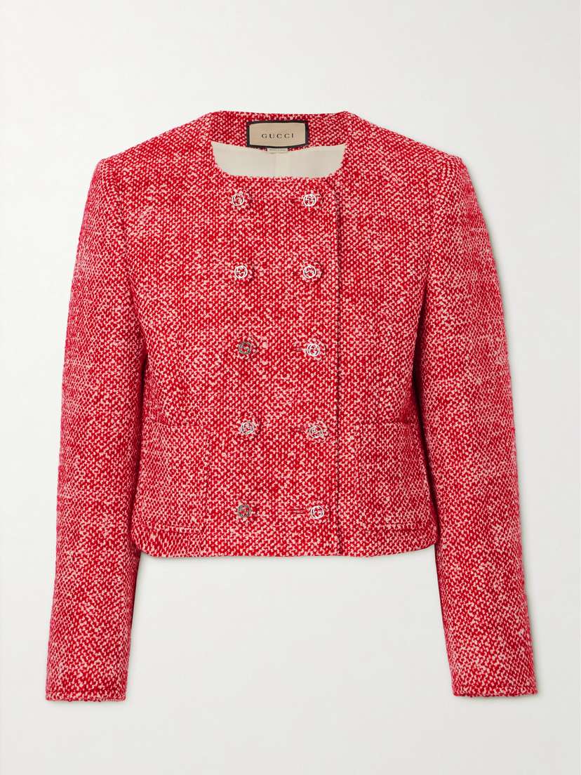 Gucci Cropped Double-breasted Wool-blend Tweed Jacket