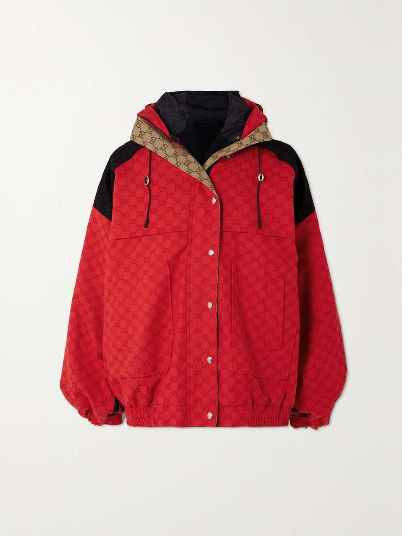 Gucci Oversized Convertible Hooded Cotton-blend Canvas-jacquard Jacket