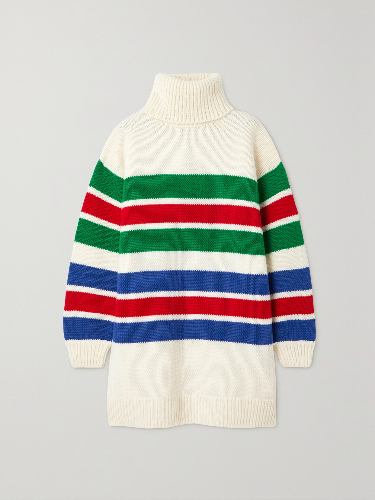 Gucci Striped Wool Turtleneck Mini Dress