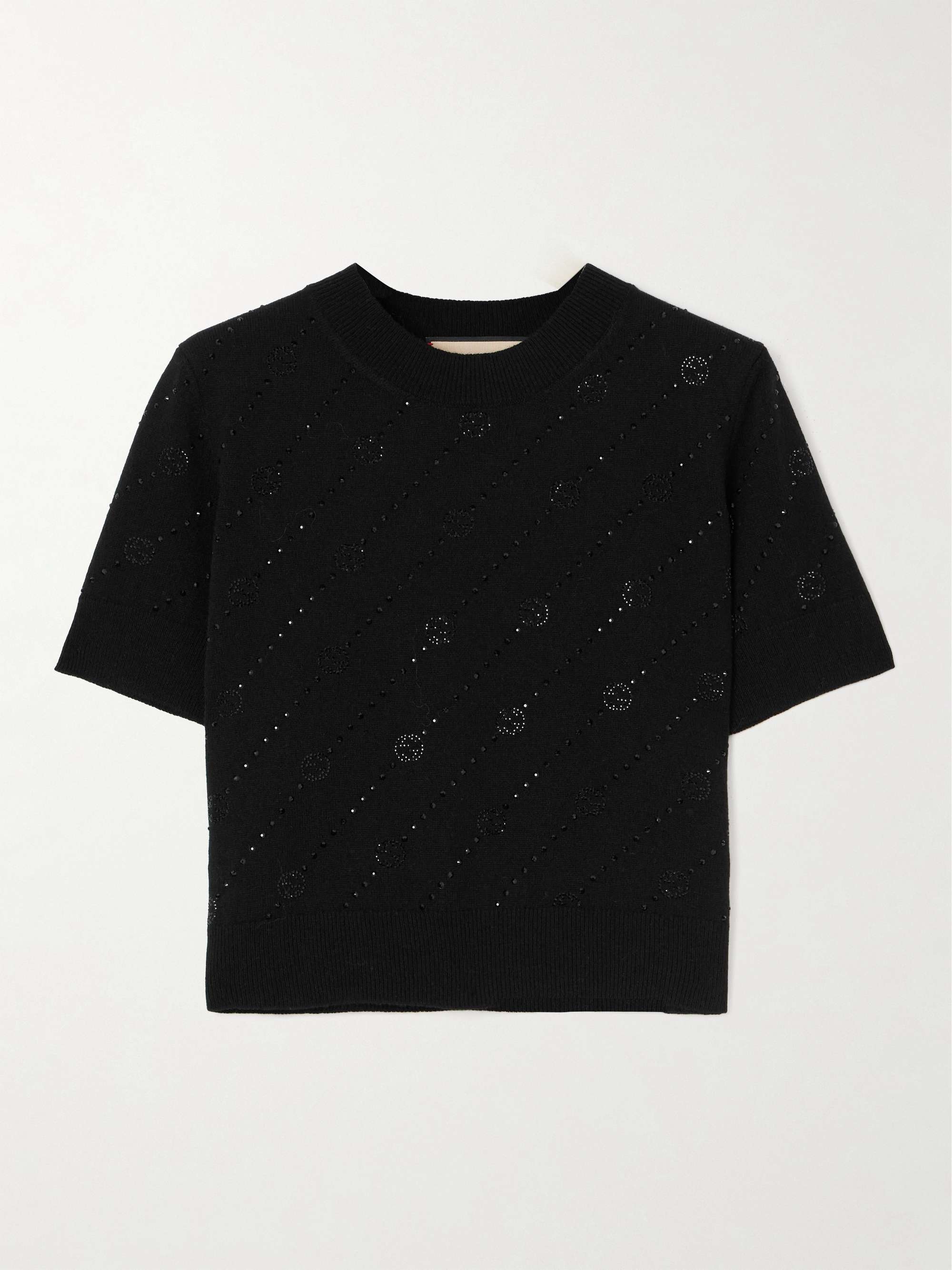 GUCCI Crystal-embellished cashmere cropped top | NET-A-PORTER