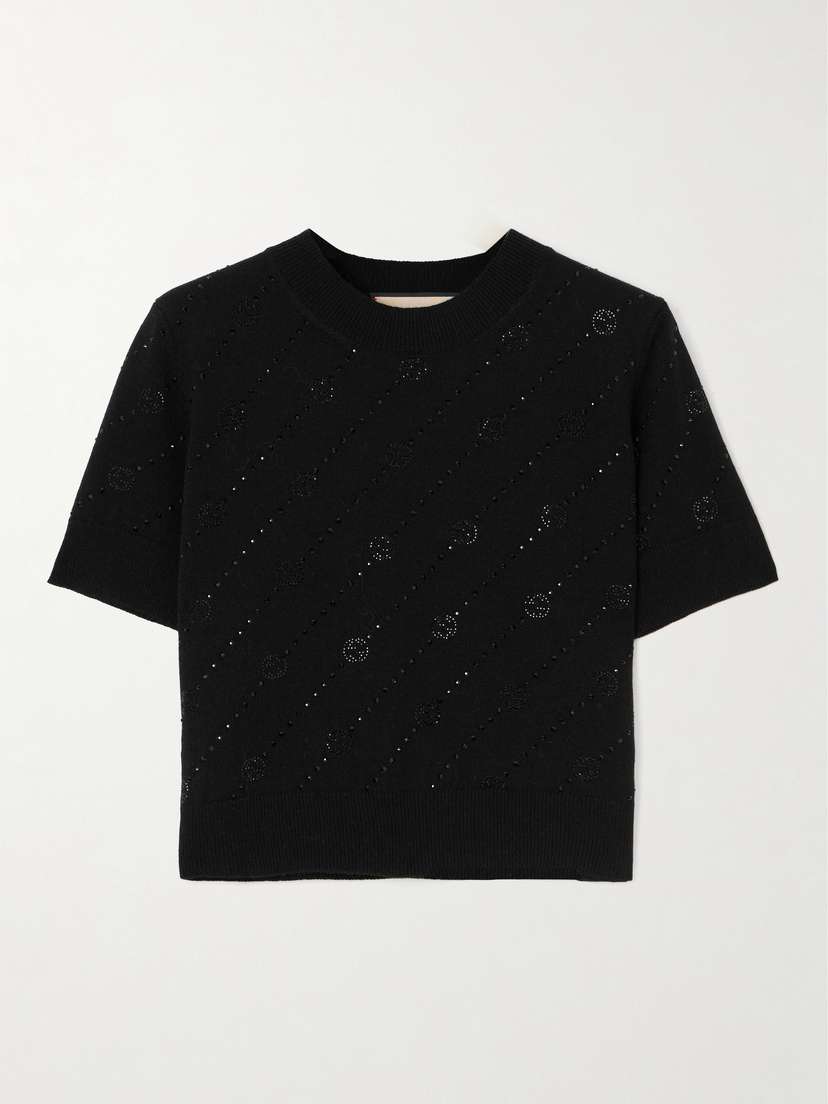 Gucci Crystal-embellished Cashmere Cropped Top