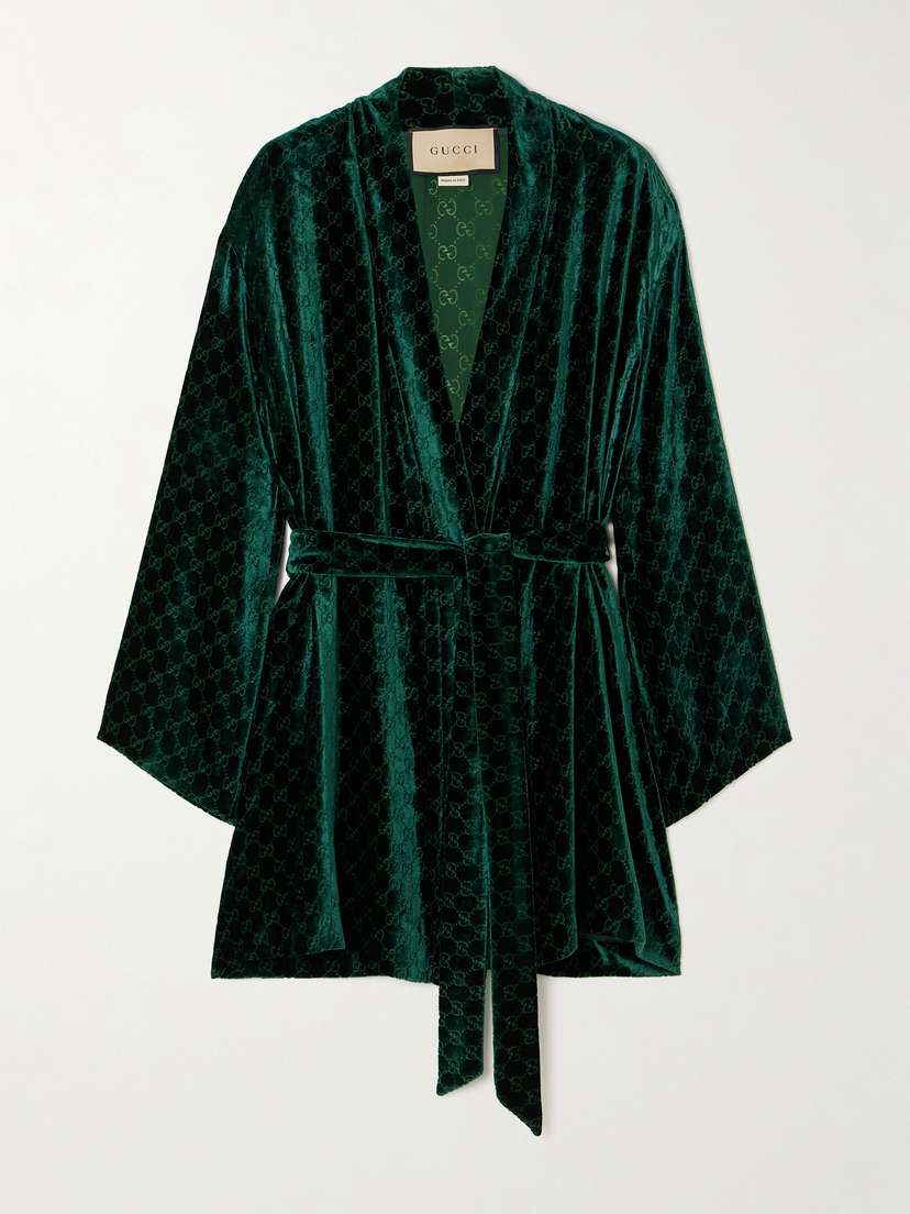 Gucci Belted Devoré-velvet Robe