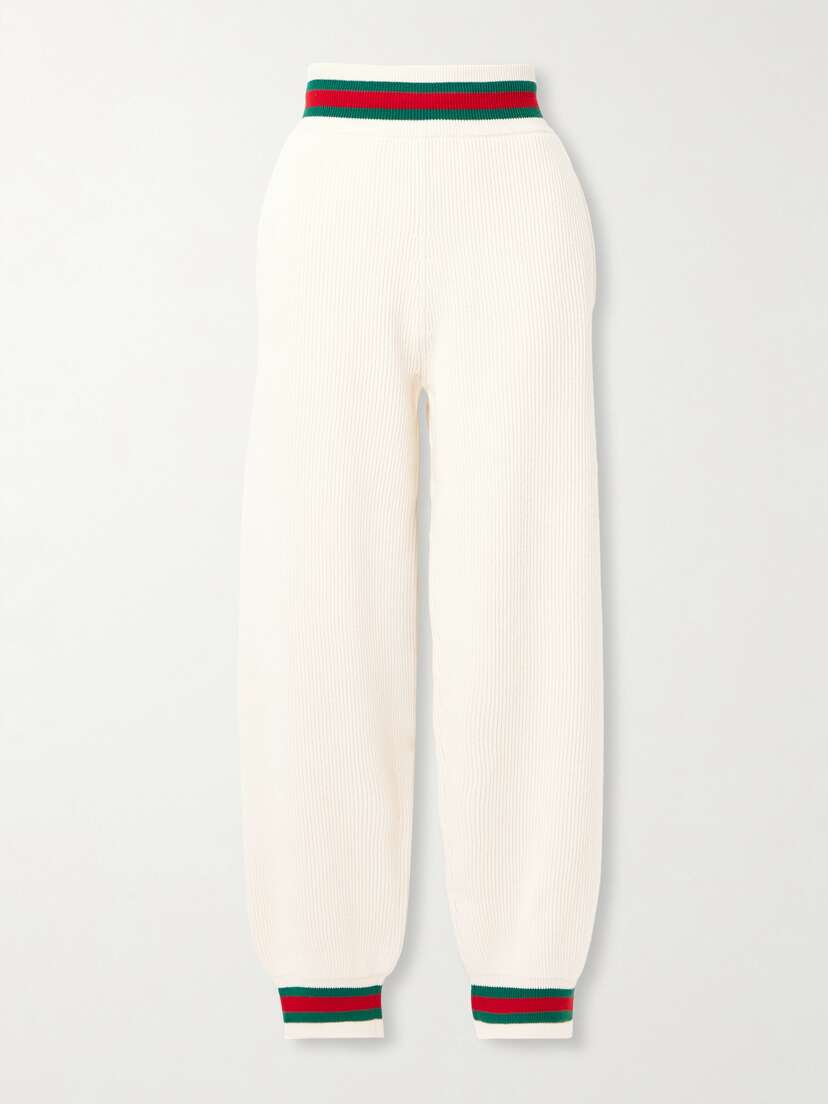 Gucci Striped Ribbed Wool Tapered Sweatpants