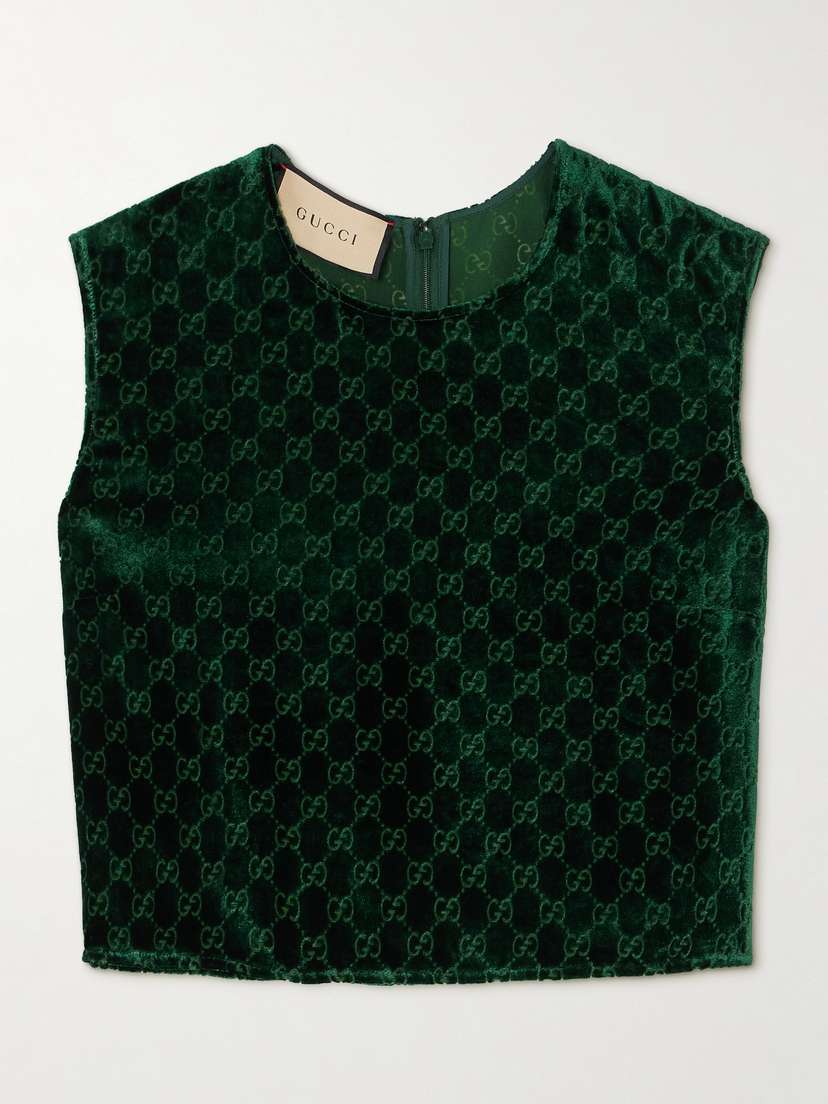 Gucci Cropped Devoré-velvet Top
