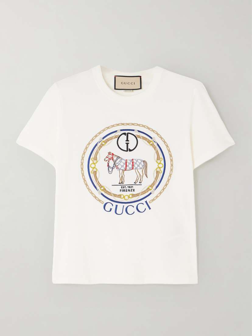 Gucci Embroidered Cotton-jersey T-shirt