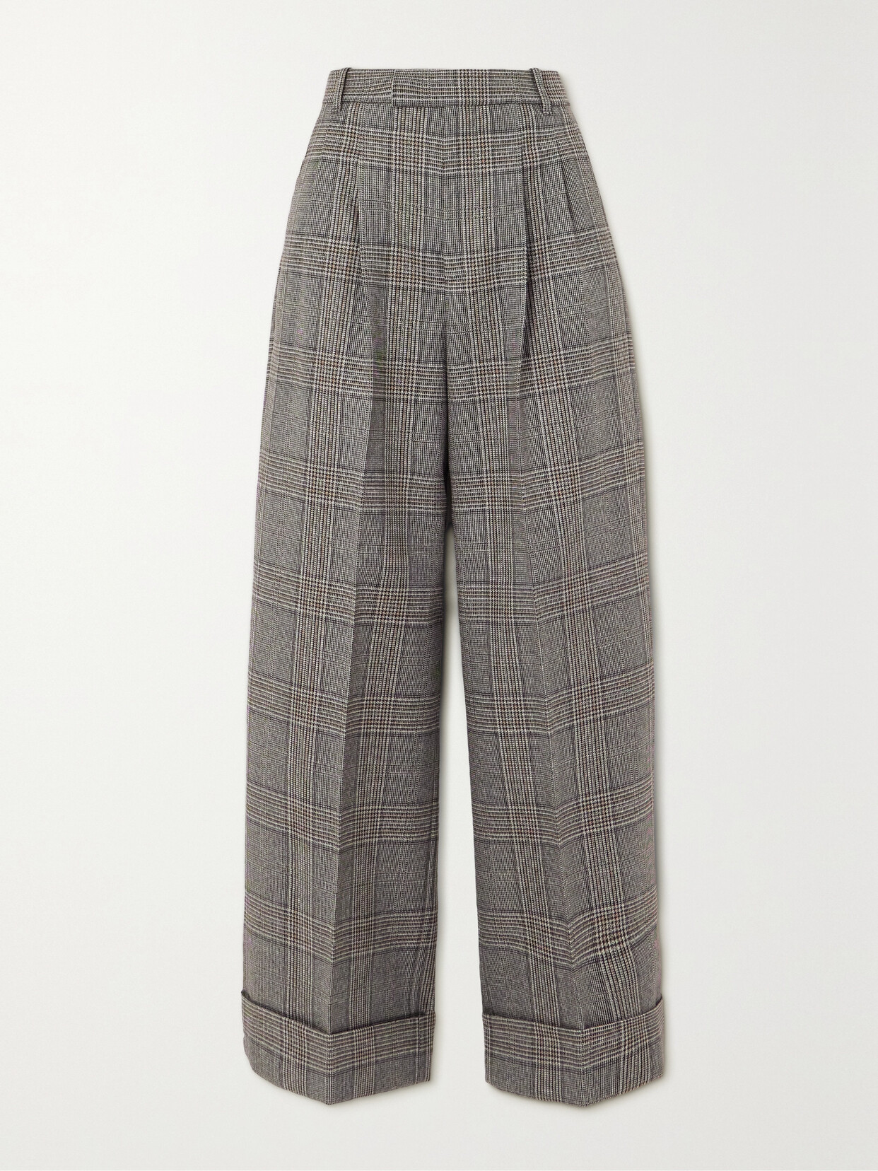 Gucci Pleated Prince Of Wales Checked Wool Straight-leg Pants