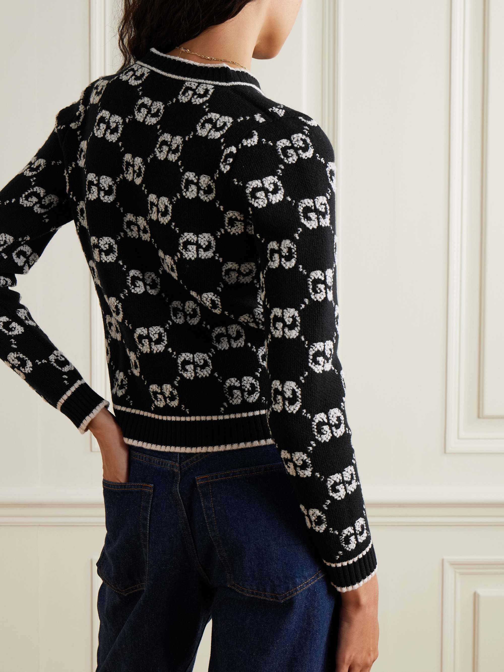 GUCCI Jacquard-knit wool cardigan