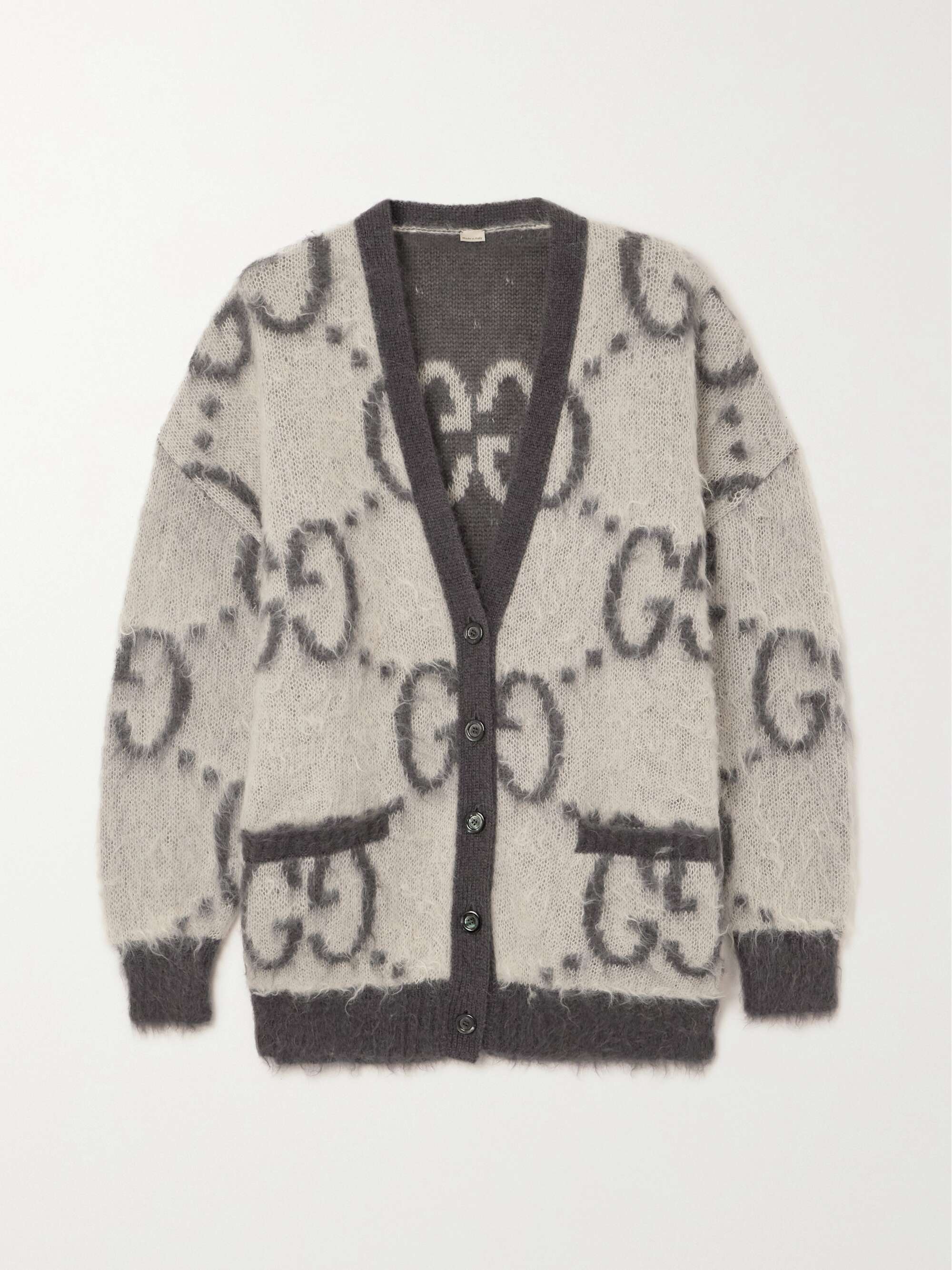 GUCCI Oversized reversible intarsia mohair-blend cardigan | NET-A-PORTER