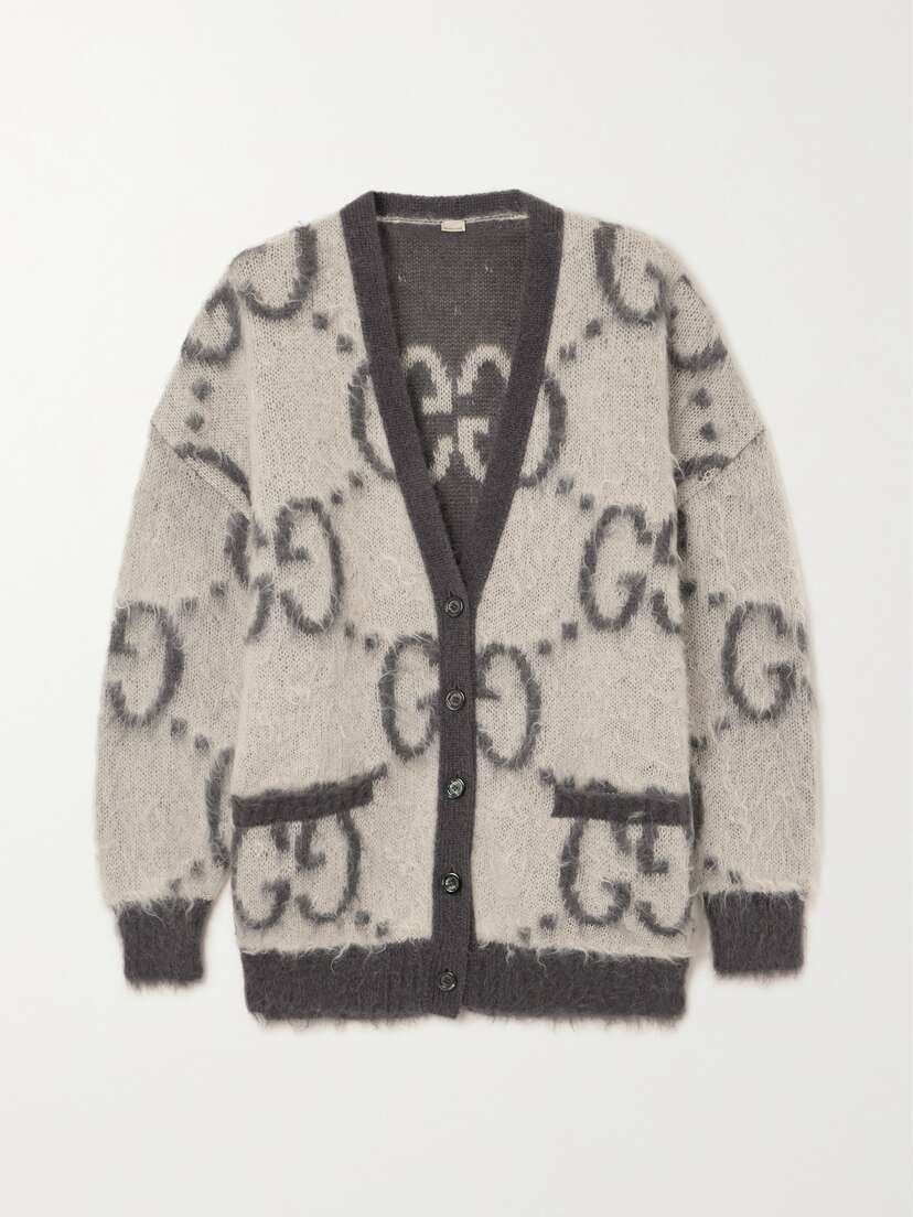 Gucci Oversized Reversible Intarsia Mohair-blend Cardigan