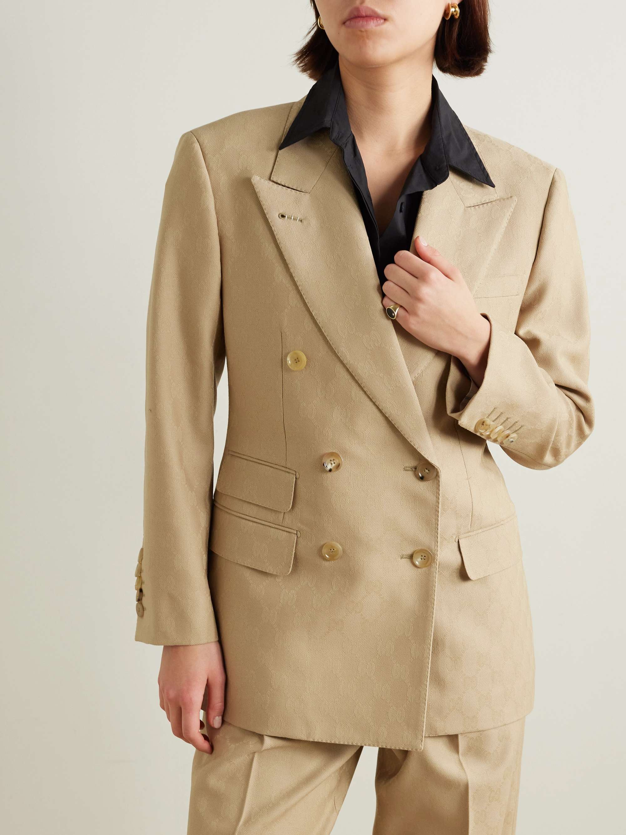 GUCCI Double-breasted wool-jacquard blazer