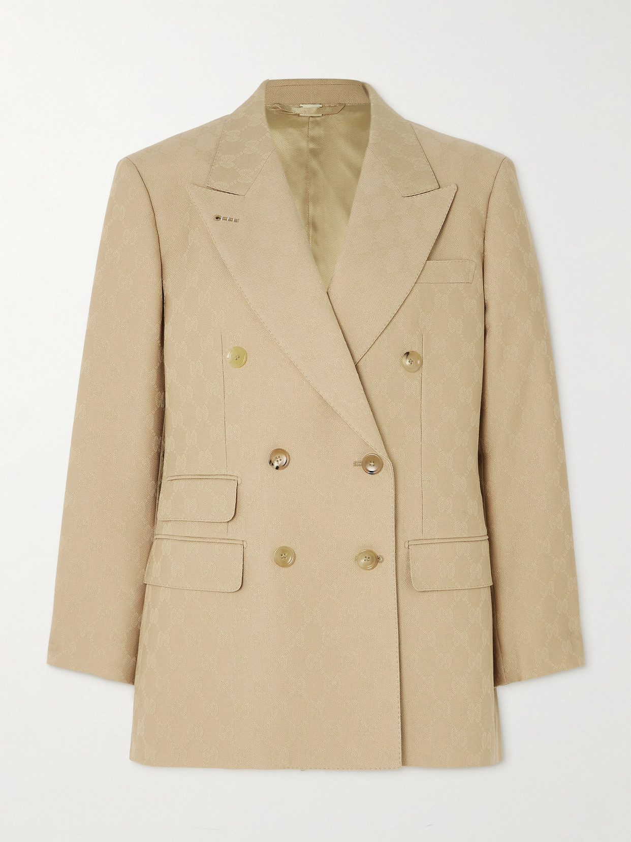 Gucci Double-breasted Wool-jacquard Blazer In Brown